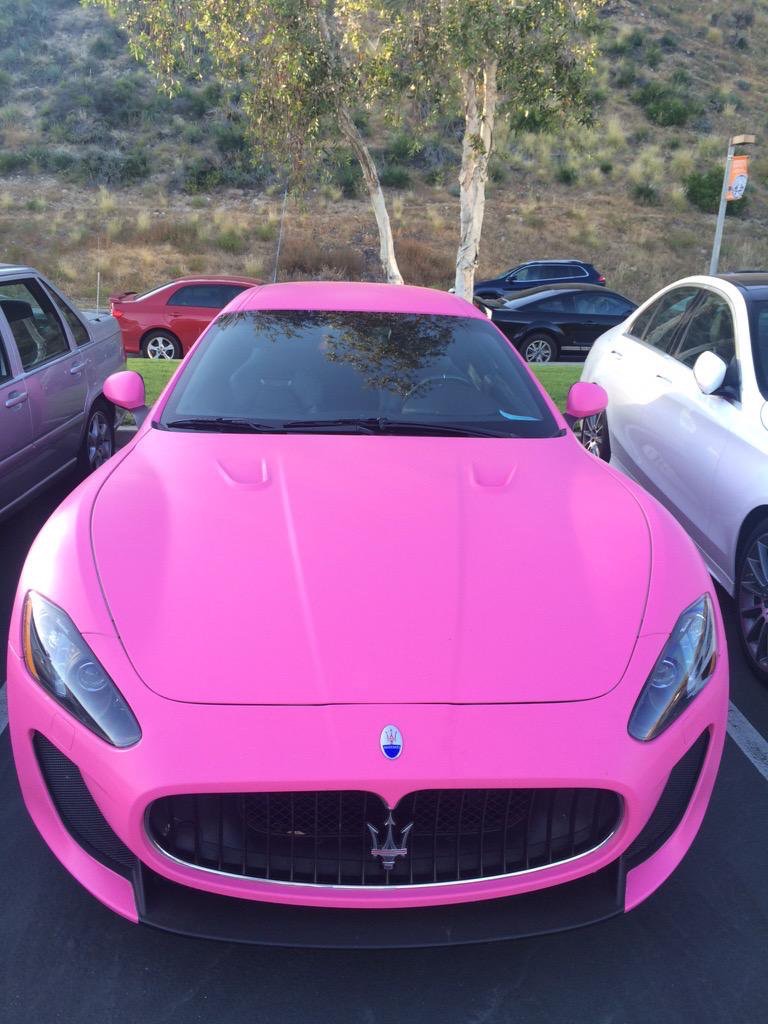 The neon pink Maserati, one of the many sports cars found on campus (Photo courtesy Kendall McLeod).